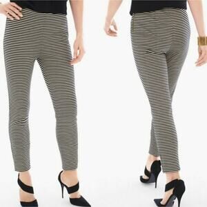 Chico's Black Label Gold and Black Striped Stretch‎ Skin Ankle Pants Size 1 US 8